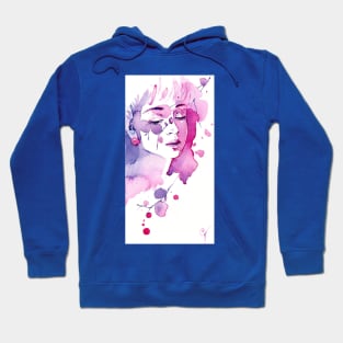 Water Leaves 5 - Watercolor Woman Portrait Hoodie